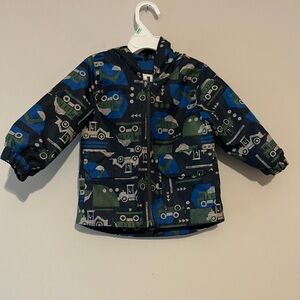 Carters Kids Construction Vehicles Rain Jacket - Blue and Green size 18 months